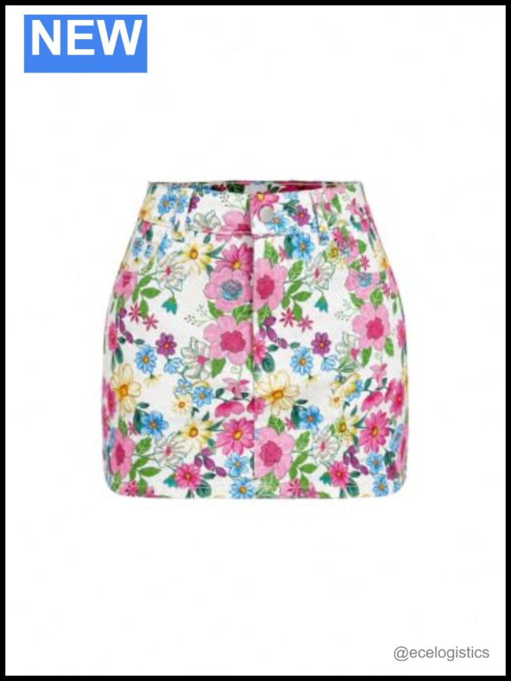 Y2K High Waisted Floral Denim Mini Skirt
